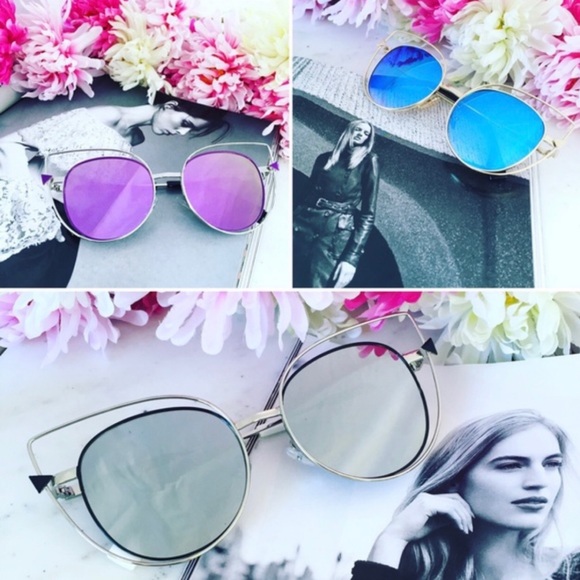 🆑 "Evelyn" Sunglasses || Purple Mirror Cat Eye - Picture 5 of 7